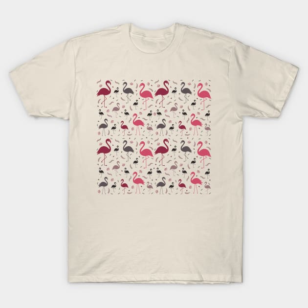 Flamingo Bird Pattern in Pastel T-Shirt by Simplulina